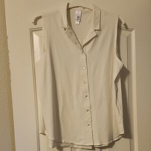 Marla Wynne Sleeveless Cream Button-Up Blouse